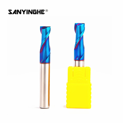 2 Flutes 3mm Flattened Carbide Square End Mill HRC65 Blue Nano Coating Flat Milling Cutter